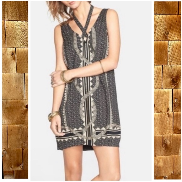 Free People Dresses & Skirts - Free People Diamonds and Snakes Mini Shift Dress XS Intricate Beaded Halter